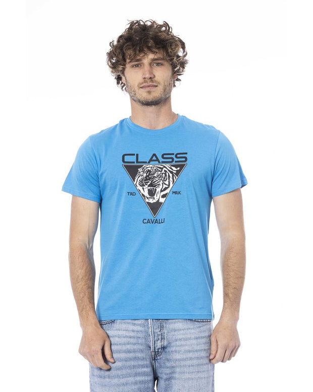 Light Blue Cotton Men T-Shirt
