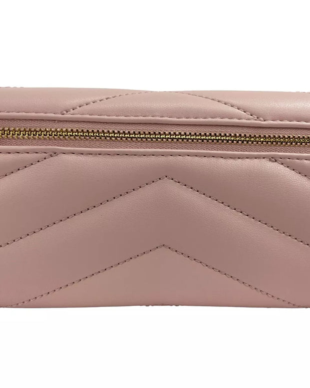 Jet Set Travel Large Quilted Leather Trifold Wallet Powder Blush