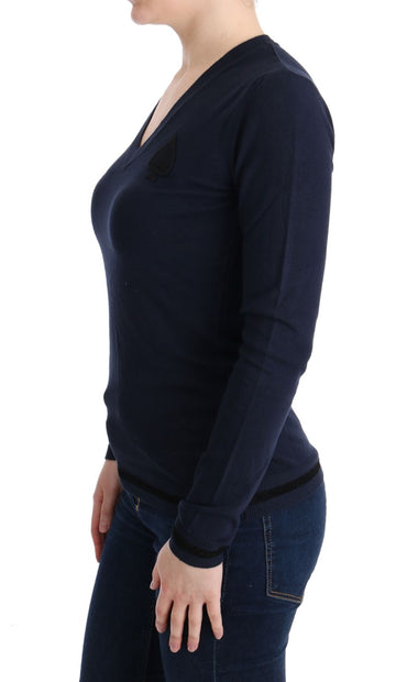 Elegant Blue V-Neck Sweater