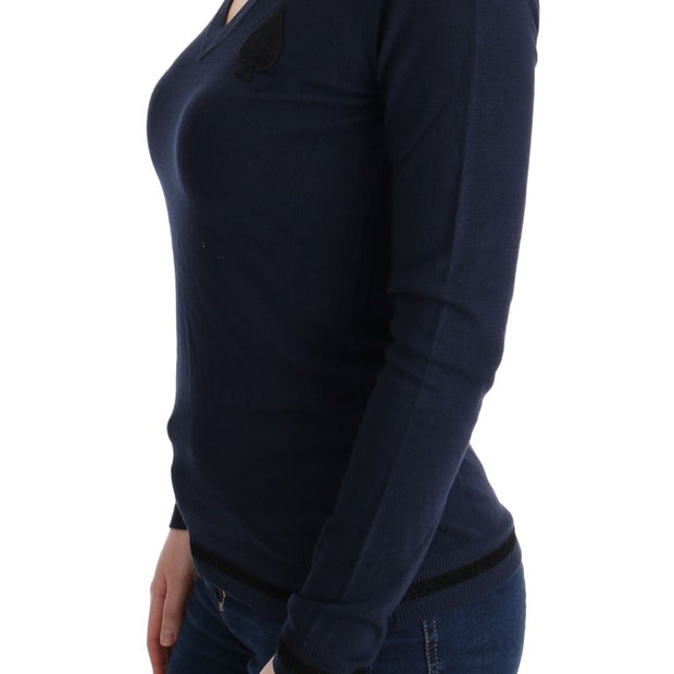 Elegant Blue V-Neck Sweater