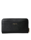 Black Blue Leather #DGFAMILY Zipper Continental Men Wallet