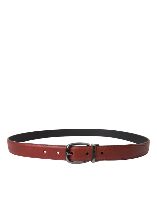 Brown Leather Silver Metal Buckle Belt Men