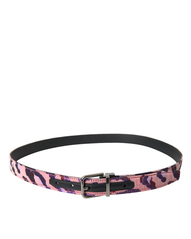 Multicolor Jacquard Leather Metal Buckle Belt