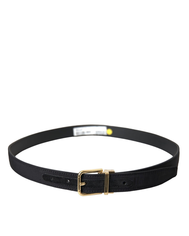 Black Gros Grain Gold Metal Buckle Belt Men