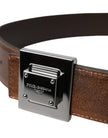 Metallic Bronze Leather Square Metal Buckle Belt