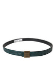 Dark Green Leather Square Metal Buckle Belt