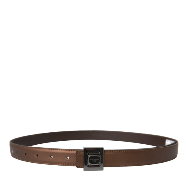 Bronze Leather Square Metal Buckle Belt