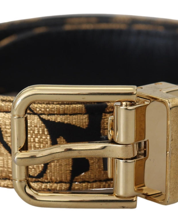Multicolor Jacquard Leather Logo Buckle Belt