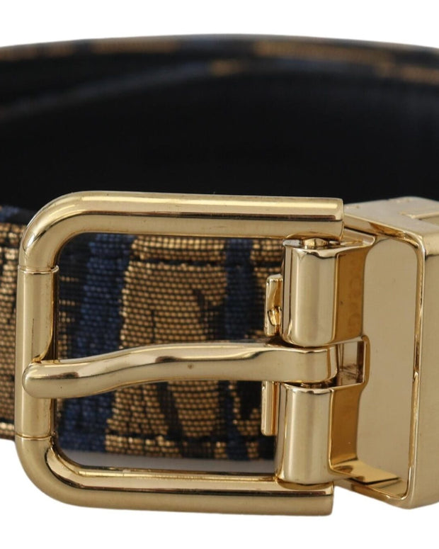 Multicolor Jacquard Leather Logo Buckle Belt