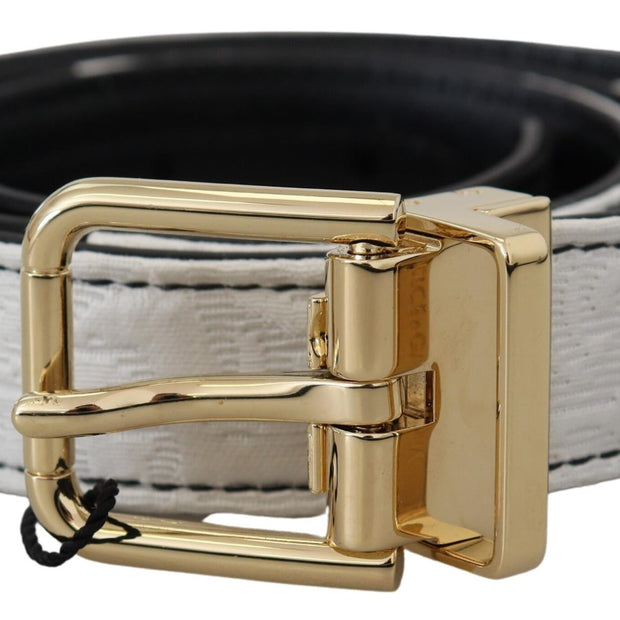 White Black Patchwork Gold Metal Buckle Belt