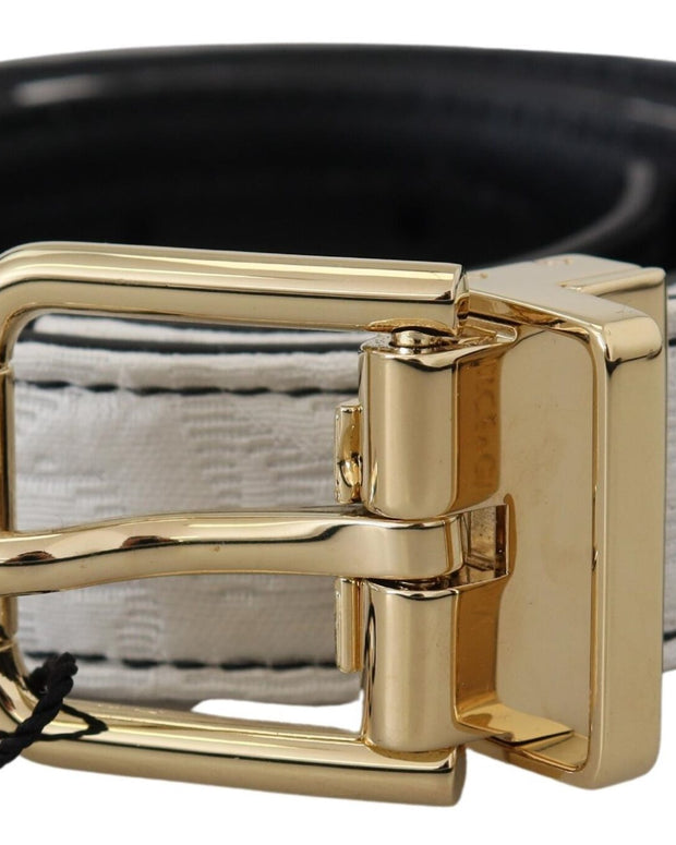 White Black Patchwork Gold Metal Buckle Belt