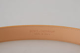 Beige Exotic Leather Gold Metal Buckle Belt