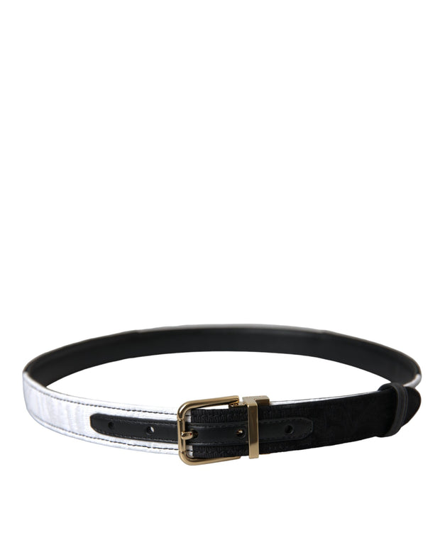Black White Patchwork Gold Metal Buckle Belt