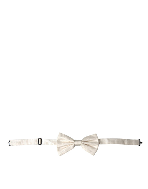 White Jacquard Silk Adjustable Neck Men Bow Tie