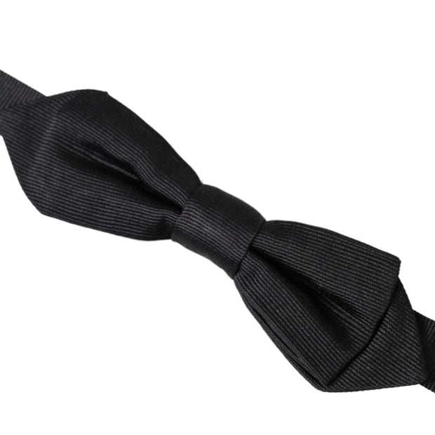 Black Silk Adjustable Neck Men Bow Tie