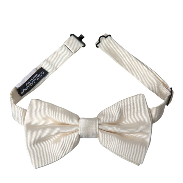 Off White Silk Adjustable Neck Men Bow Tie