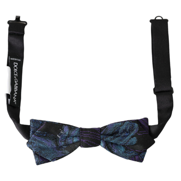 Black Blue Brocade Adjustable Neck Men Bow Tie