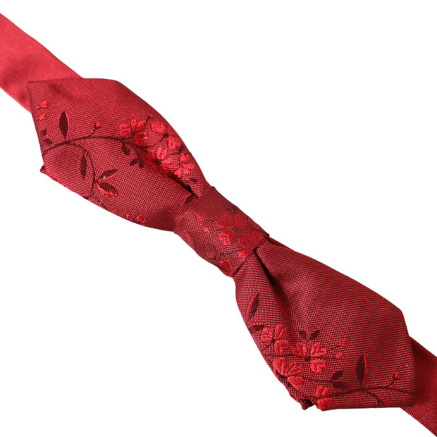 Red Brocade Silk Adjustable Neck Men Bow Tie