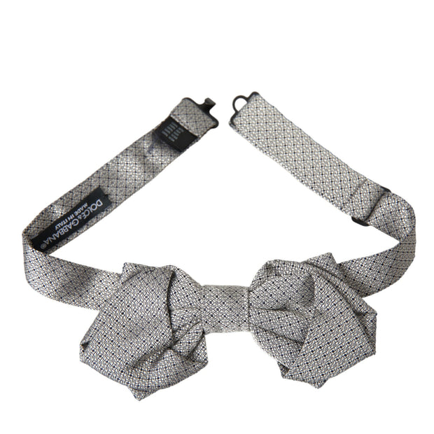 Gray Silk Adjustable Neck Men Bow Tie