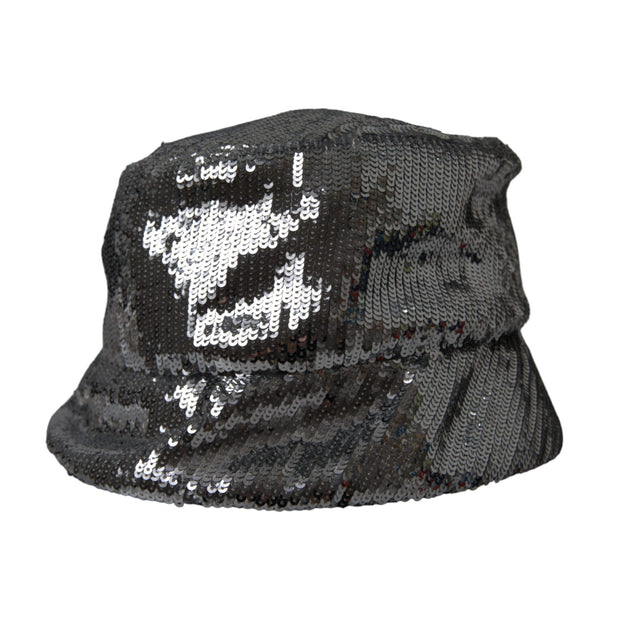 Silver Sequined Nylon Bucket Hat Men