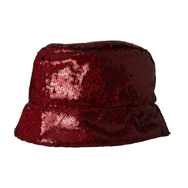 Red Sequined Nylon Bucket Hat Men