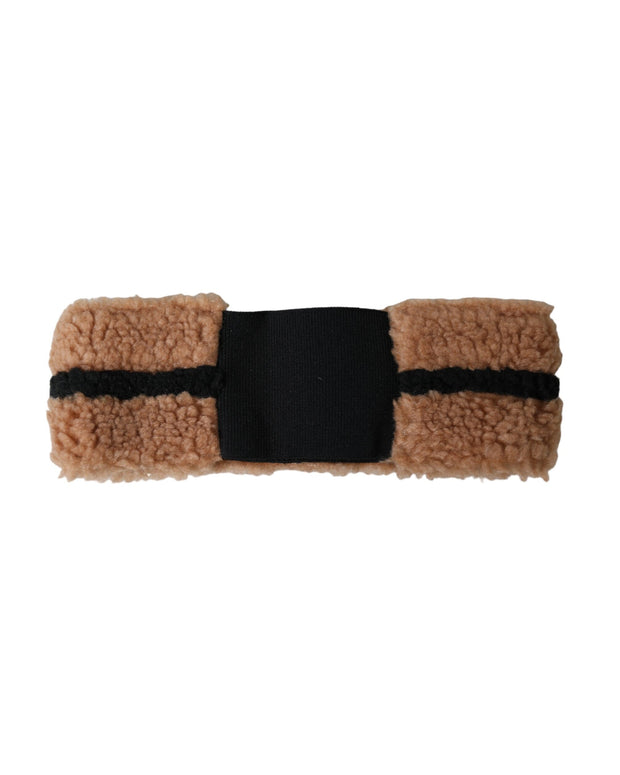 Brown Black Fleece Wool Head Band Hat Men