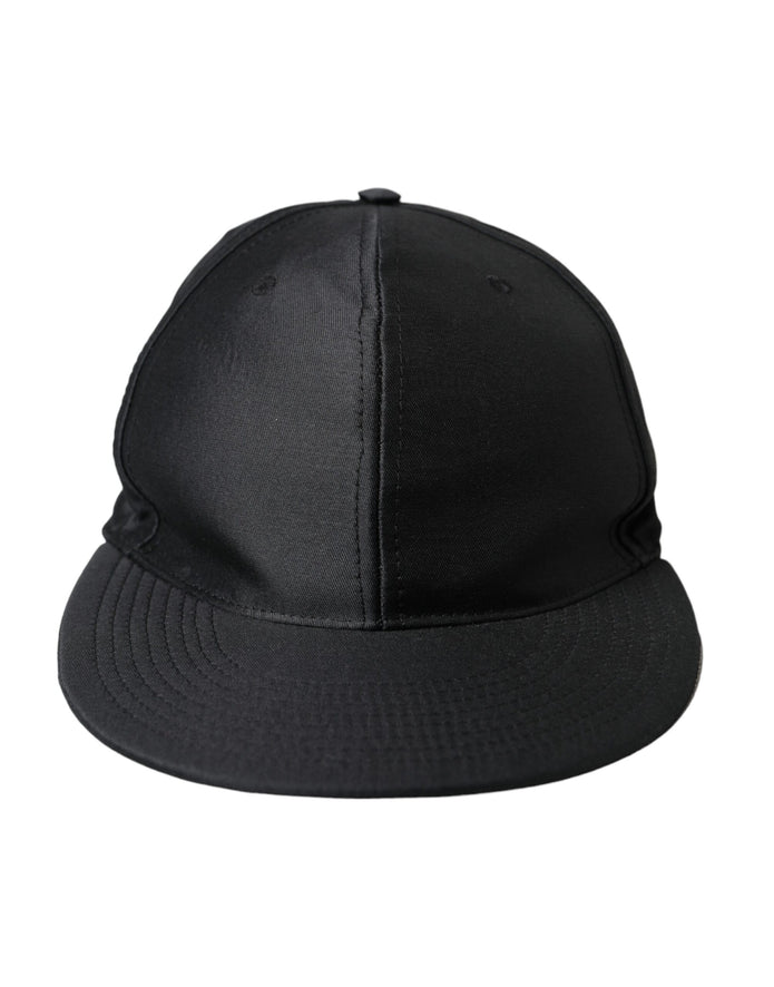 Black Silk Cotton Logo Baseball Hat Men