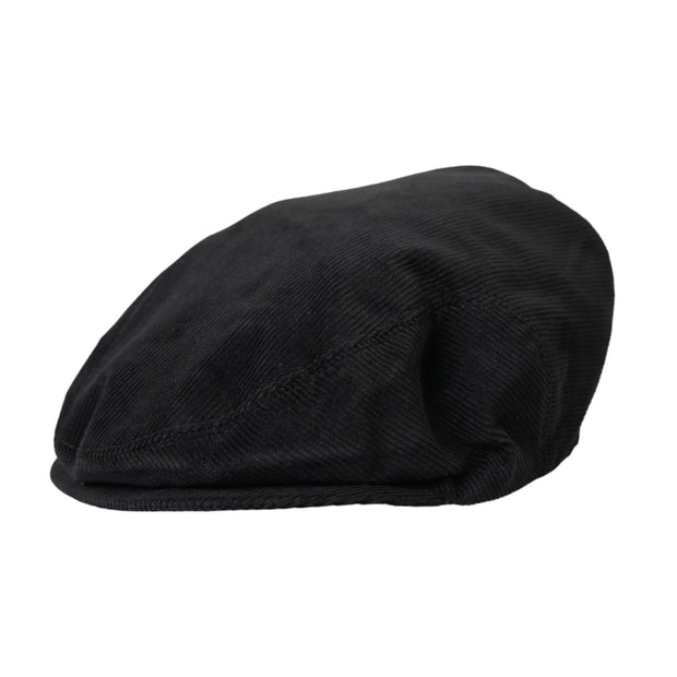 Black Corduroy Crown Newsboy Hat Men