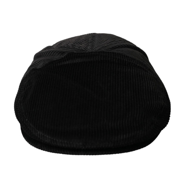 Black Corduroy Crown Newsboy Hat Men