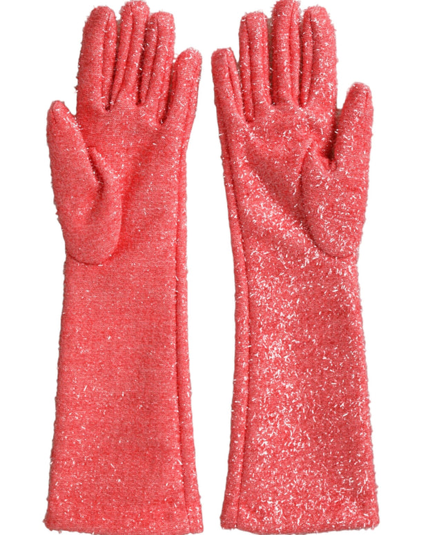 Pink Lurex Fantasia Mid Arm Length Gloves