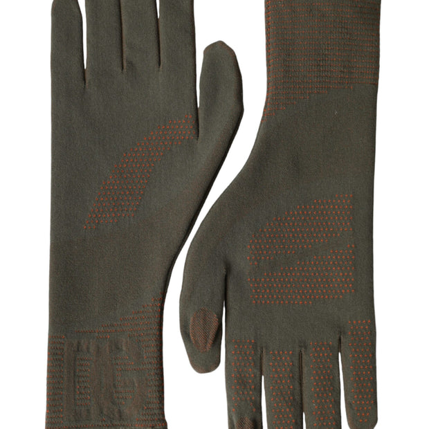 Brown Cotton Stretch Wrist Length Gloves