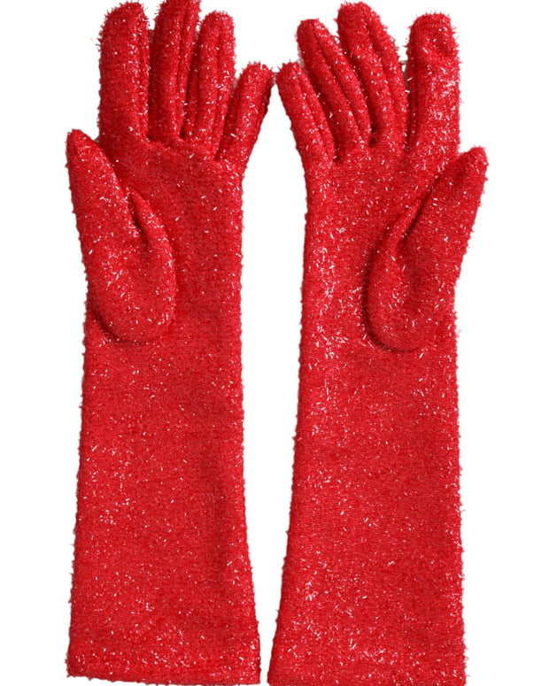 Red Lurex Fantasia Mid Arm Length Gloves