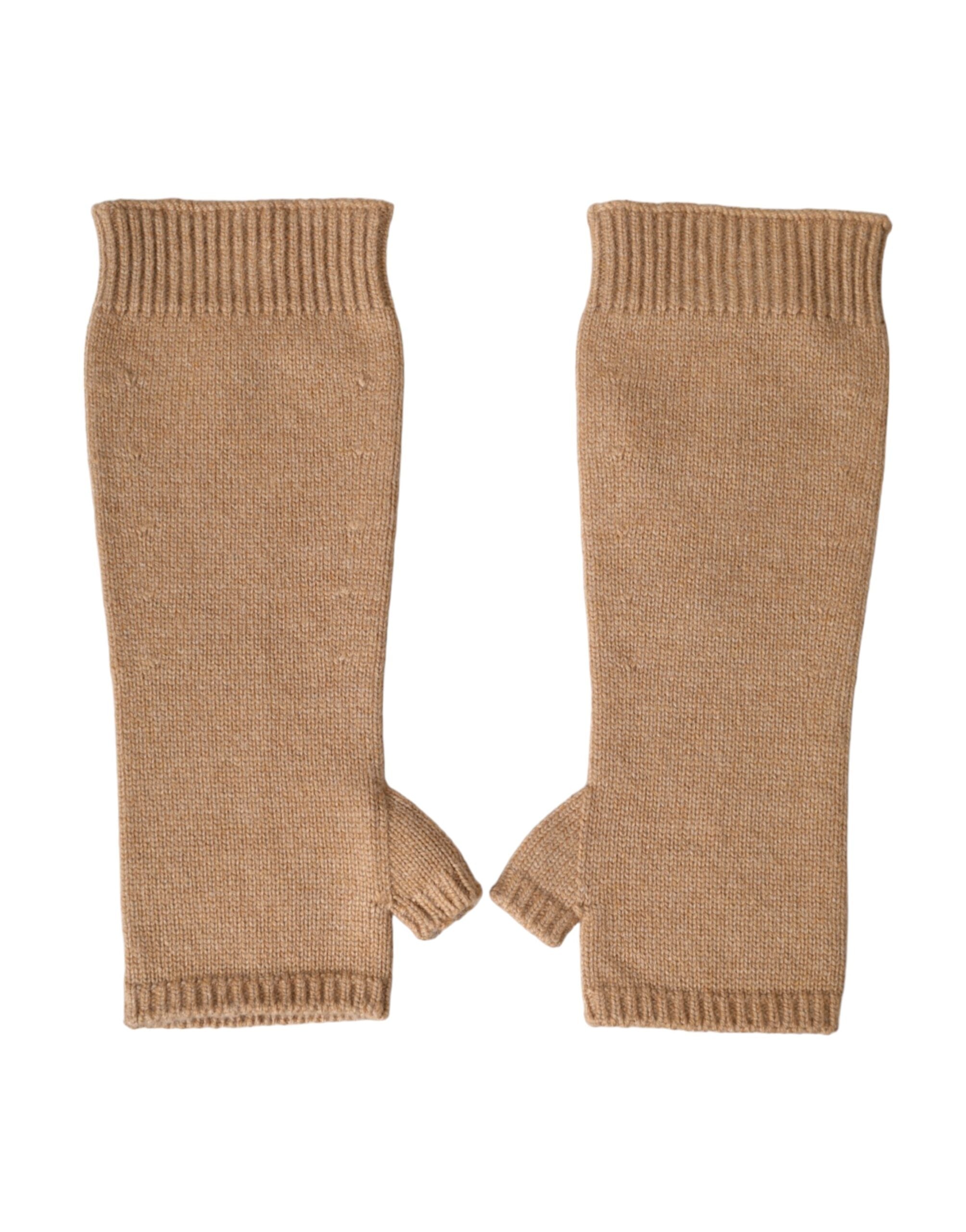 Brown Cashmere Knitted Finger Less Gloves