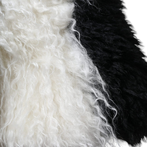 Black White Stripes Mohair Fur Bucket Hat