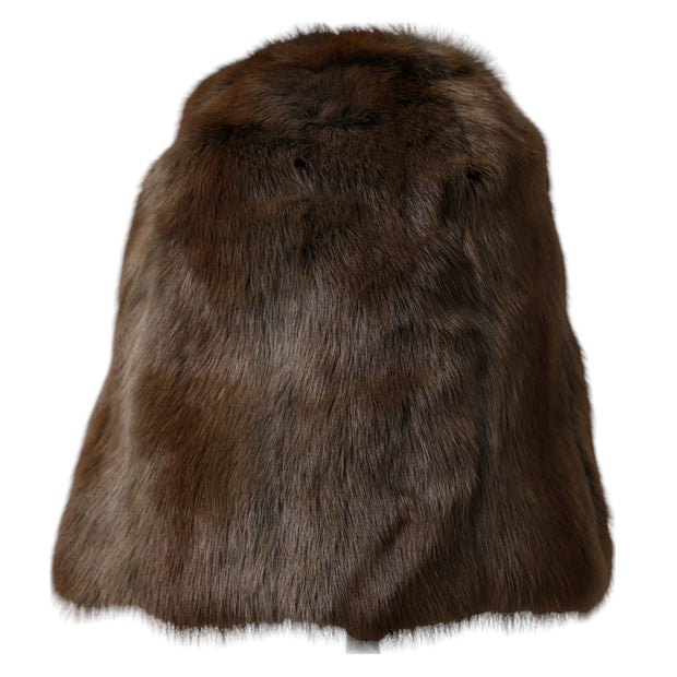 Brown Weasel Fur Womens Cashmere Hat Beanie