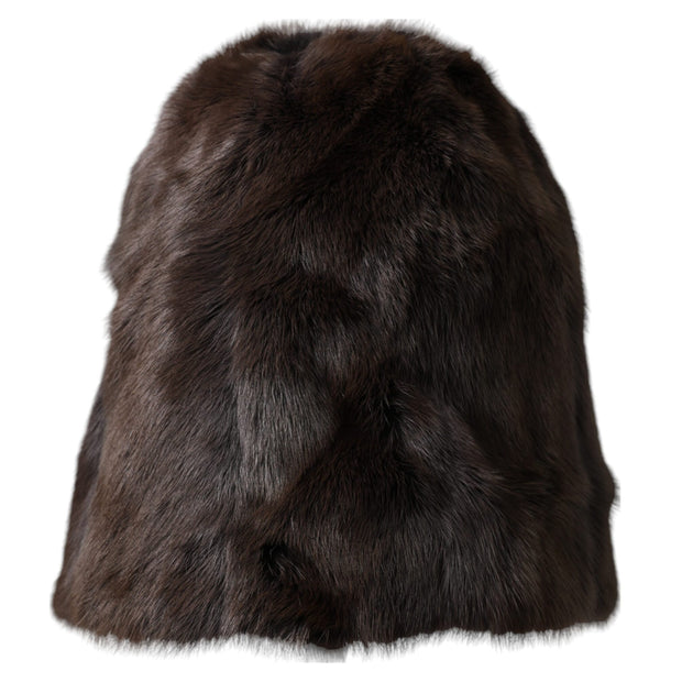 Brown Weasel Fur Womens Cashmere Hat Beanie