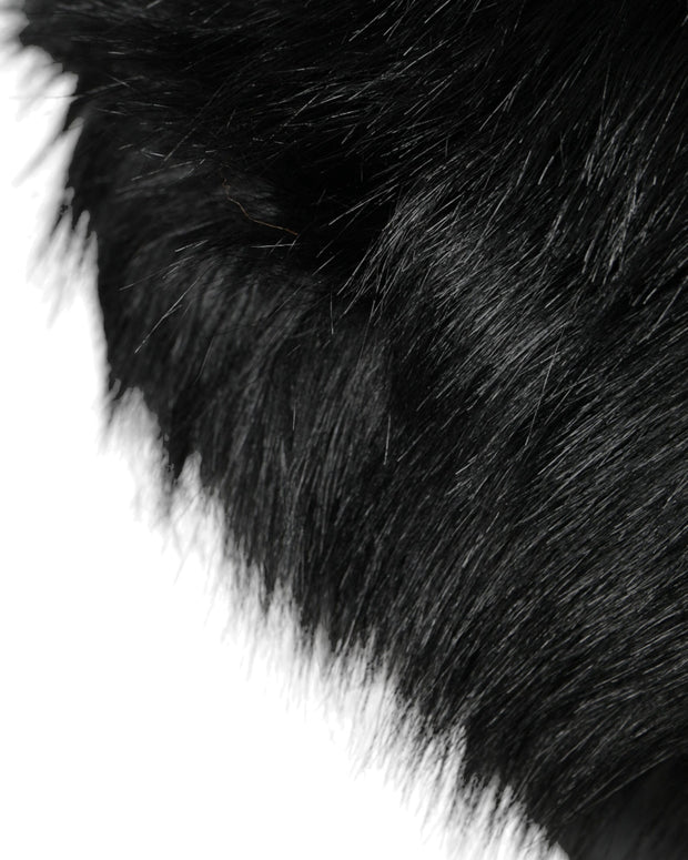 Black Faux Fur Womens Bucket Hat