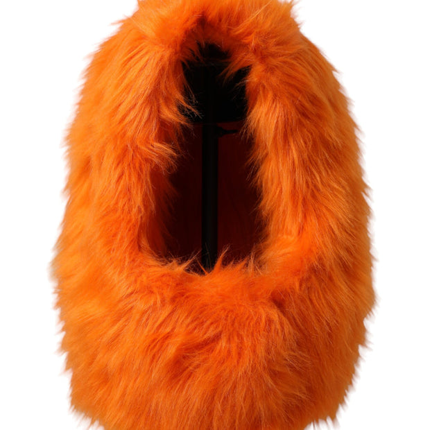 Orange Faux Fur Whole Head Wrap Hat