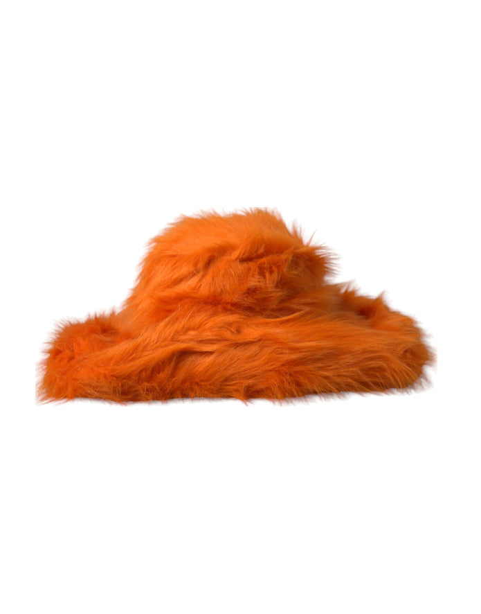 Orange Faux Fur Polyester Fedora Hat