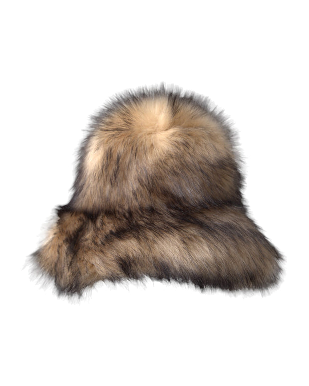 Brown Faux Fur Modacrylic Fedora Hat