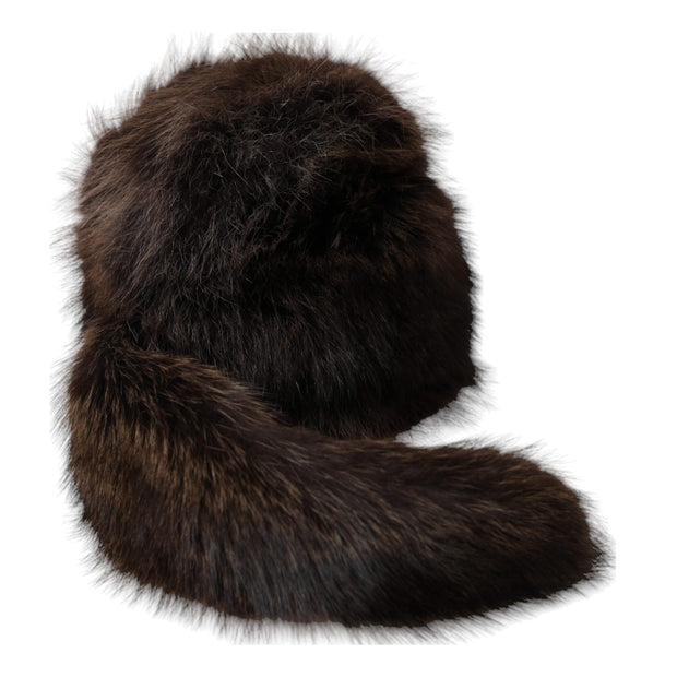 Women Brown Raccoon Fur Bucket Hat