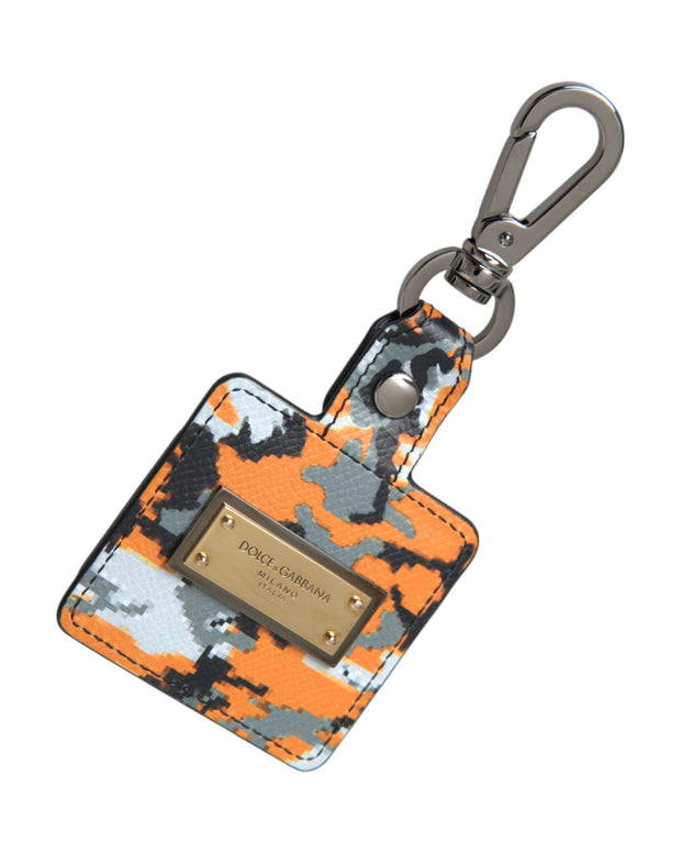 Multicolor Camouflage Print Leather Logo Metal Airpods Case