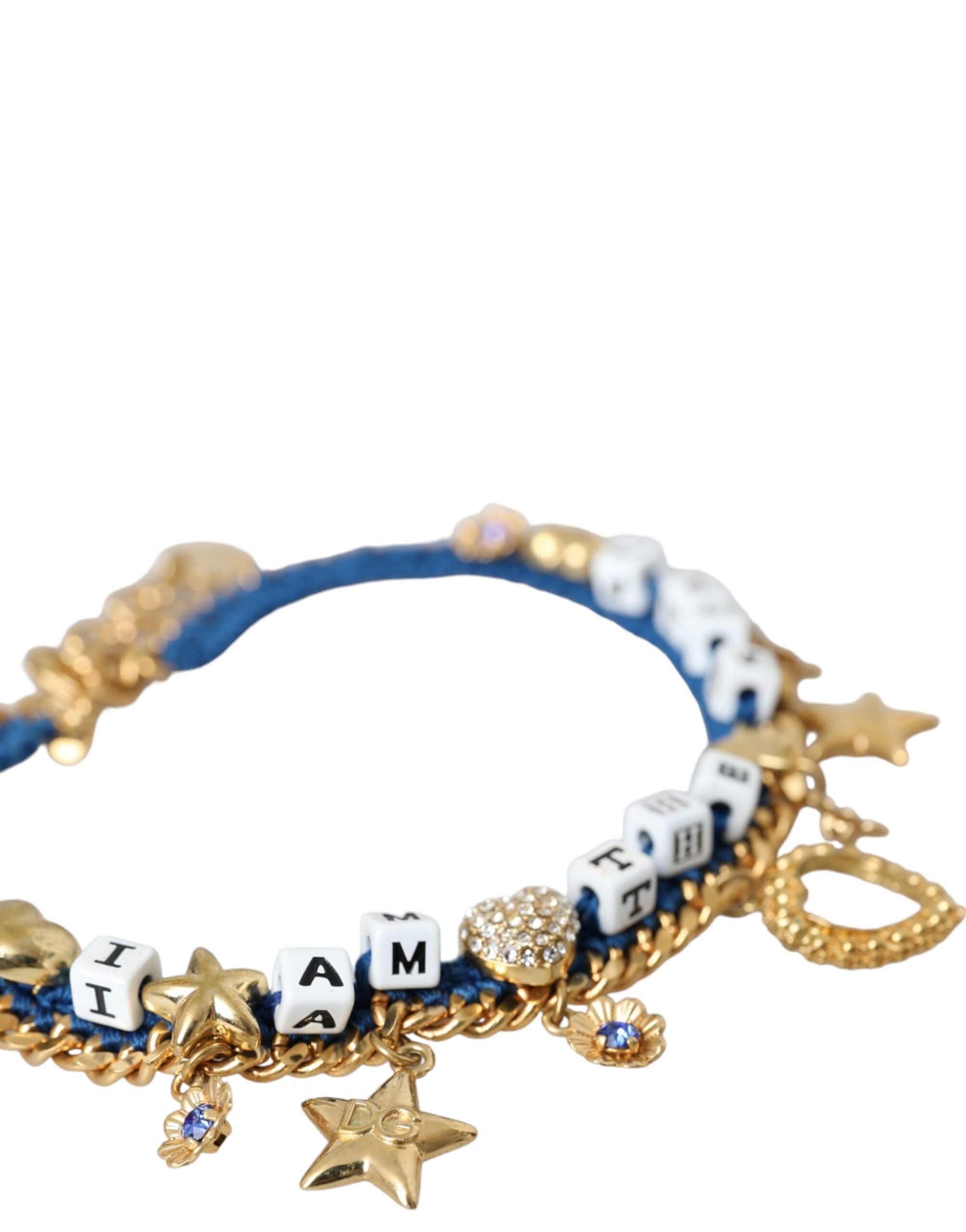 Gold Tone Brass Chain Iam The Star Bracelet