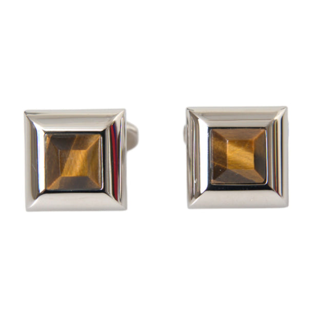 Silver Plated Brass Pin Crystal Cufflinks