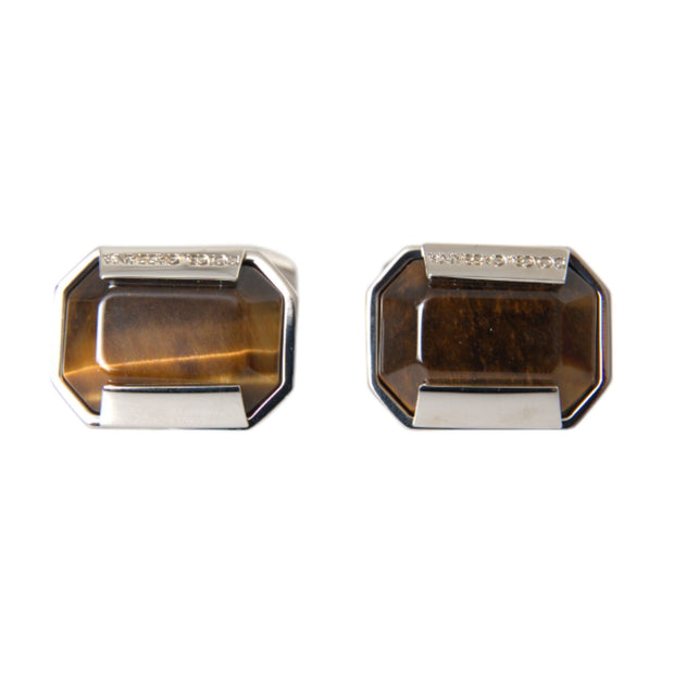 Silver Plated Brass Pin Crystal Cufflinks