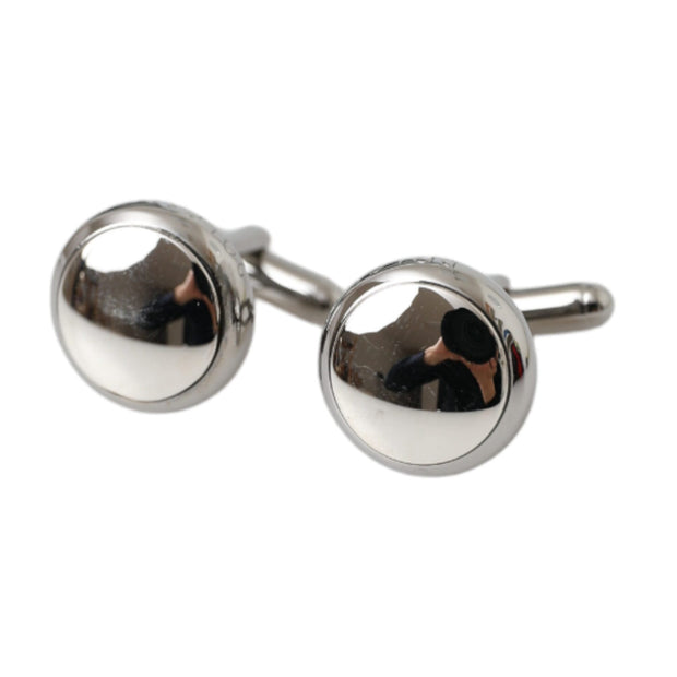 Silver Plated Brass Round Pin Men Cufflinks