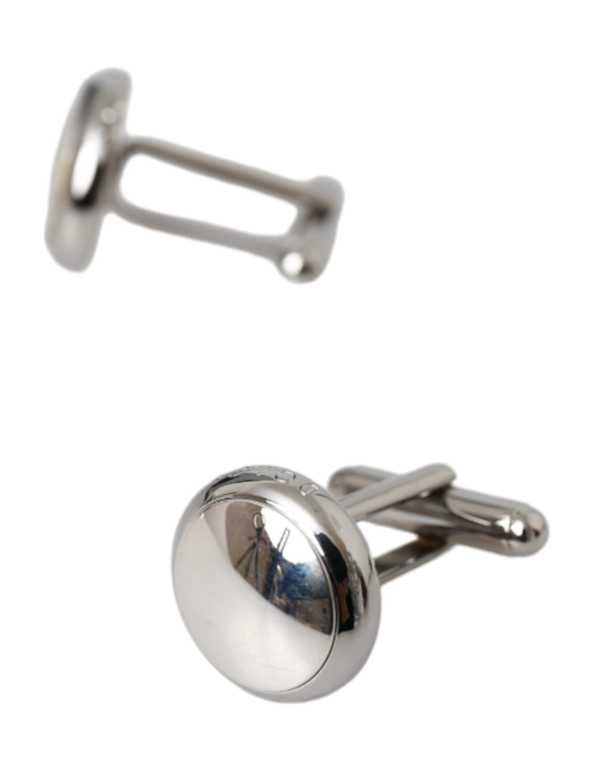 Silver Plated Brass Round Pin Men Cufflinks