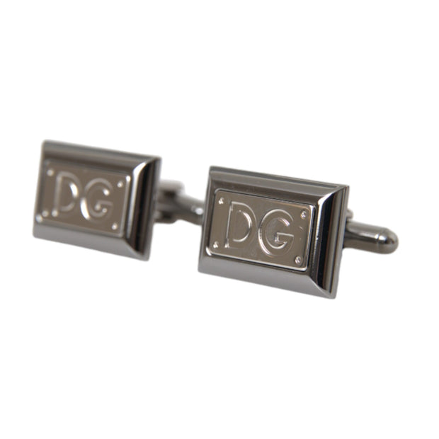 Silver Plated Metal Brass DG Logo Pin Cufflinks