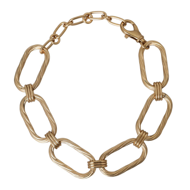 Gold Tone Brass Large Link Chain Jewelry Necklace