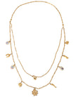 Gold Tone Chain Brass Charm Statement Sicily Necklace